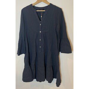 NWT Quince Dress Gauze Tiered Organic Cotton Pockets Dark Gray Small S New